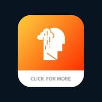 Depression Grief Human Melancholy Sad Mobile App Button Android and IOS Glyph Version vector