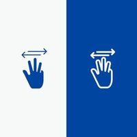 mano mano cursor arriba izquierda derecha línea y glifo icono sólido bandera azul línea y glifo icono sólido bandera azul vector