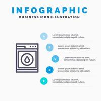 plantilla de infografía azul de robot de lavado de lavadora plantilla de icono de línea de vector de 5 pasos