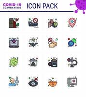 COVID19 corona virus contamination prevention Blue icon 25 pack such as coronavirus location ship hospital lungs viral coronavirus 2019nov disease Vector Design Elements