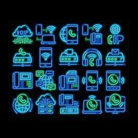 Voip Calling System neon glow icon illustration vector