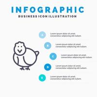 Chicken Easter Baby Happy Line icon with 5 steps presentation infographics Background vector