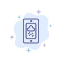 Mobile Chalk Weather Rainy Blue Icon on Abstract Cloud Background vector