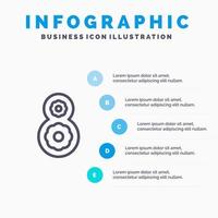 Eight 8th 8 Flower Blue Infographics Template 5 Steps Vector Line Icon template