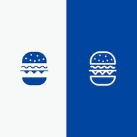 hamburguesa comida comer canadá línea y glifo icono sólido bandera azul línea y glifo icono sólido bandera azul vector