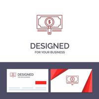 tarjeta de visita creativa y plantilla de logotipo dinero fondo búsqueda préstamo dólar vector ilustración