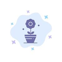 Plant Growth Flower Blue Icon on Abstract Cloud Background vector