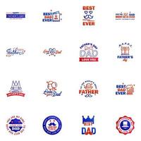 happy fathers day 16 Blue and red text design Vector calligraphy Typography poster Usable as background Editable Vector Design Elements
