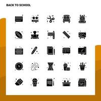 25 conjunto de iconos de regreso a la escuela plantilla de ilustración de vector de icono de glifo sólido para ideas web y móviles para empresa comercial