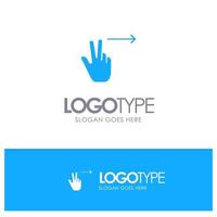 Fingers Gesture Right Blue Solid Logo with place for tagline vector