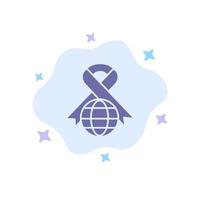 Care Ribbon Globe World Blue Icon on Abstract Cloud Background vector