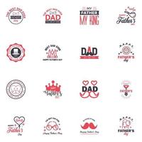 Set of Happy Fathers day elements 16 Black and Pink Vector illustration Editable Vector Design Elements