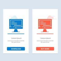Computer Monitor Text Education  Blue and Red Download and Buy Now web Widget Card Template vector