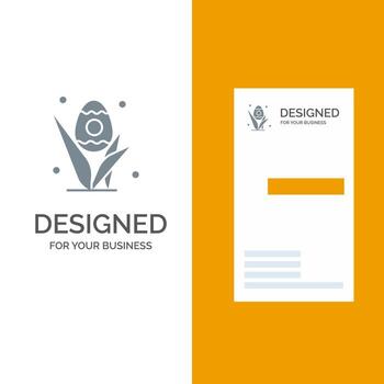 Egg Grass Holiday Easter Grey Logo Design and Business Card Template vector