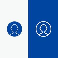 línea de perfil de usuario de avatar y glifo icono sólido banner azul línea y glifo icono sólido banner azul vector