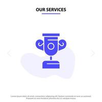 Our Services Education Progress Training Solid Glyph Icon Web card Template vector