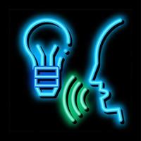 Lightbulb Voice Control neon glow icon illustration vector