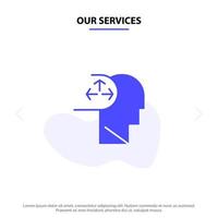 nuestros servicios autismo trastorno hombre humano glifo sólido icono plantilla de tarjeta web vector