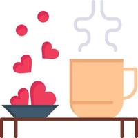 Tea Cup Hearts Love Loving Wedding  Flat Color Icon Vector icon banner Template