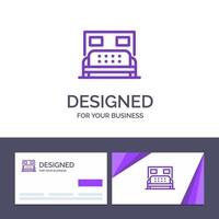 Creative Business Card and Logo template Hotel Bed Bedroom Service Vector Illustration