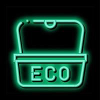 paquete de material ecológico para ilustración de icono de resplandor de neón de comida callejera vector