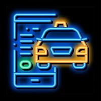 Taxi Tracking via Phone Online Taxi neon glow icon illustration vector