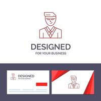 tarjeta de visita creativa y plantilla de logotipo hombre administrador de usuarios estudiante ilustración vectorial vector