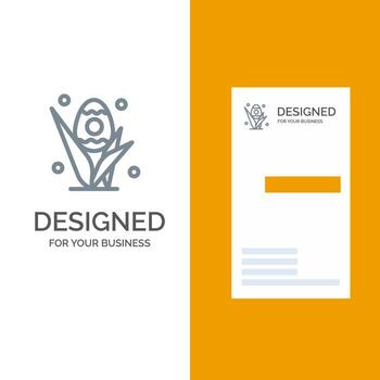 Egg Grass Holiday Easter Grey Logo Design and Business Card Template vector