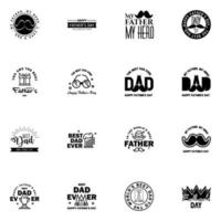 16 Black Happy Fathers Day Design Collection A set of twelve brown colored vintage style Fathers Day Designs on light background Editable Vector Design Elements