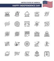 4th July USA Happy Independence Day Icon Symbols Group of 25 Modern Lines of space landmark liquid building sweet Editable USA Day Vector Design Elements