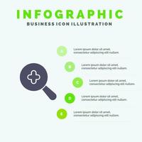 Expanded Search Plus Solid Icon Infographics 5 Steps Presentation Background vector