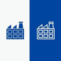 Construction Factory Industry Line and Glyph Solid icon Blue banner Line and Glyph Solid icon Blue banner vector