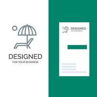 Beach Umbrella Bench Enjoy Summer Grey Logo Design and Business Card Template vector