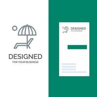 Beach Umbrella Bench Enjoy Summer Grey Logo Design and Business Card Template vector