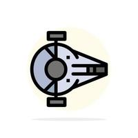 Cruiser Fighter Interceptor Ship Spacecraft Abstract Circle Background Flat color Icon vector