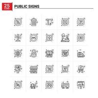 25 Public Signs icon set vector background