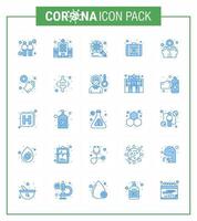 Simple Set of Covid19 Protection Blue 25 icon pack icon included hygiene medicine bacteria medical case virus viral coronavirus 2019nov disease Vector Design Elements