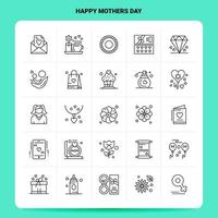esquema 25 conjunto de iconos de feliz día de la madre diseño de estilo de línea vectorial conjunto de iconos negros paquete de pictogramas lineales diseño de ideas de negocios web y móviles ilustración vectorial vector