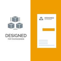 Box Delivery Computing Shipping Grey Logo Design and Business Card Template vector