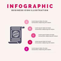 Goal Objectives Target World File Solid Icon Infographics 5 Steps Presentation Background vector