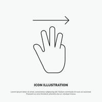 Hand Hand Cursor Up Right Line Icon Vector