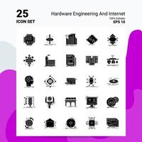 25 conjunto de iconos de ingeniería de hardware e Internet 100 archivos editables eps 10 ideas de concepto de logotipo de empresa diseño de icono de glifo sólido vector