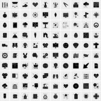 Set of 100 Universal Solid Icons vector