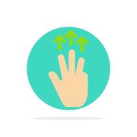 Gestures Hand Mobile Three Finger Touch Abstract Circle Background Flat color Icon vector