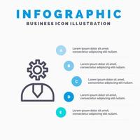 llame al icono de la línea de soporte del servicio de ayuda al cliente con 5 pasos antecedentes de infografía de presentación vector