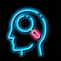 Magnifier Glass In Man Silhouette Mind neon glow icon illustration vector