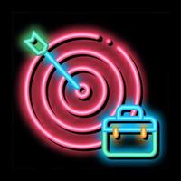 Arrow Hit Target And Case Job Hunting neon glow icon illustration vector