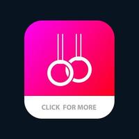 botón de aplicación móvil de anillos de gimnasia atlética versión de glifo de android e ios vector