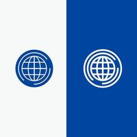 World Globe Big Think Line and Glyph Solid icon Blue banner Line and Glyph Solid icon Blue banner vector