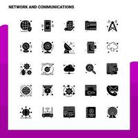 25 Network And Communications Icon set Solid Glyph Icon Vector Illustration Template For Web and Mobile Ideas for business company